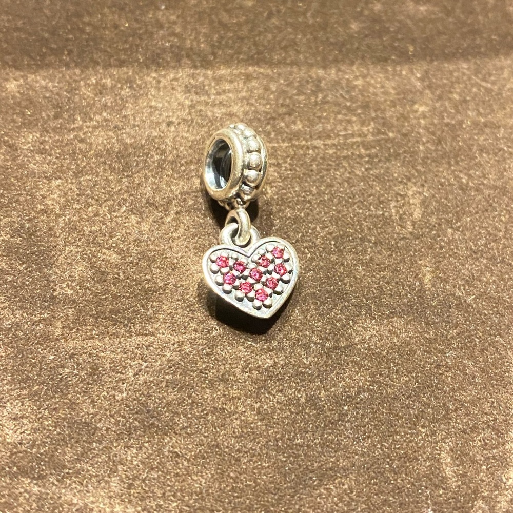Pandora Dangle Charm Red CZ Pavé Heart (Retired)